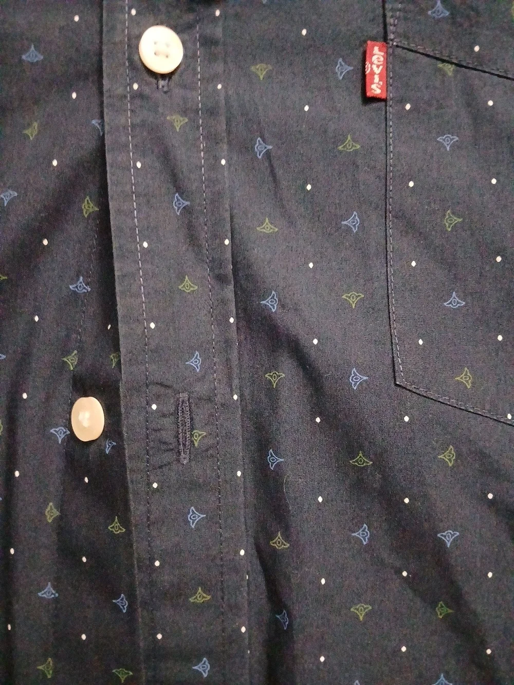 Levi's Men's Dark Blue Micro Dot Button-Down Shirt XL